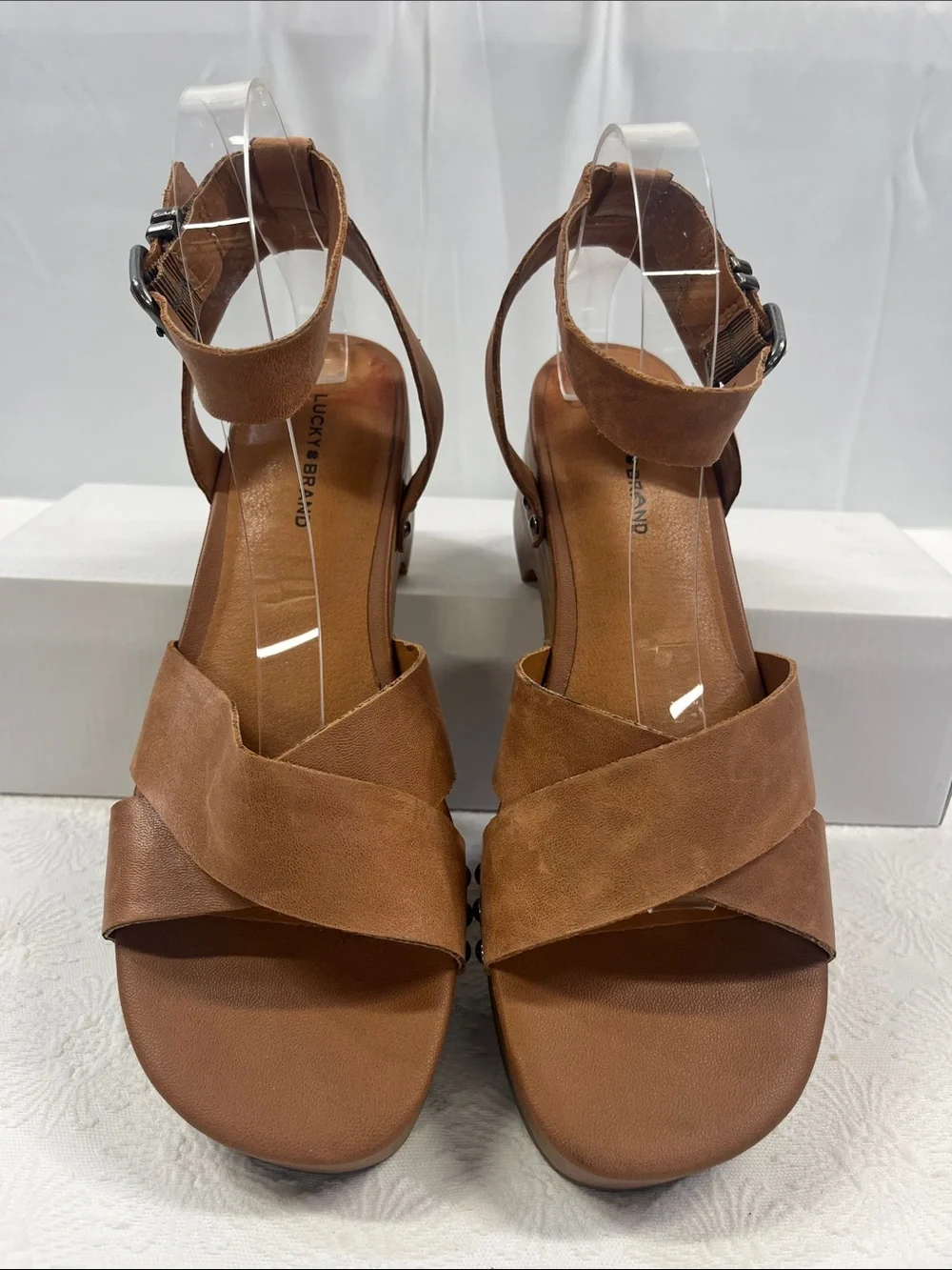 Lucky Brand Brown Leather Platform Sandals